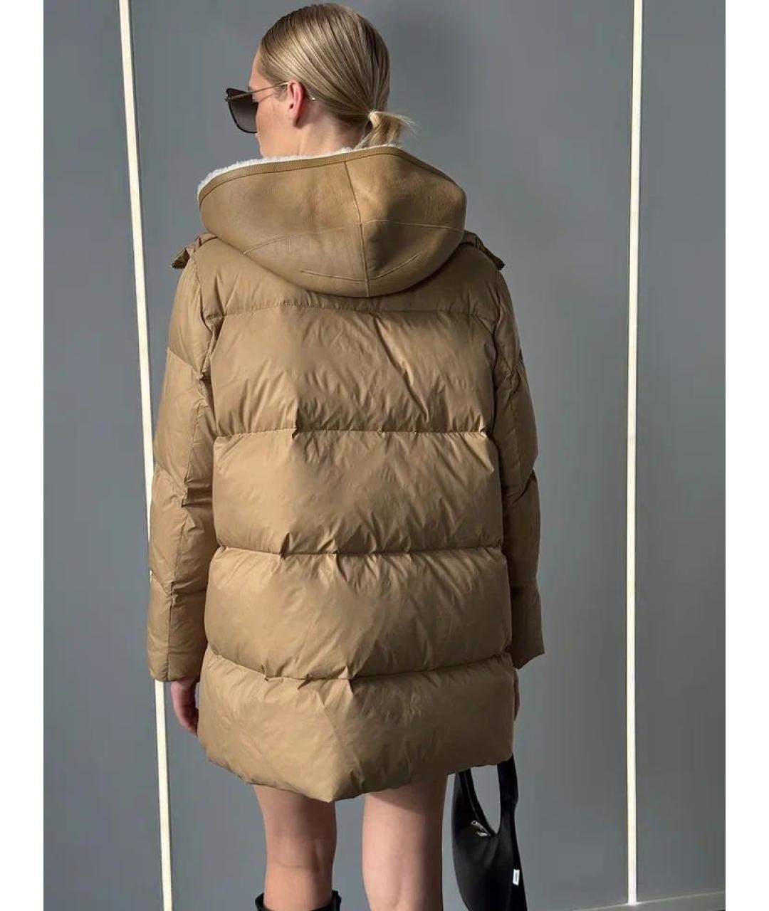 YVES SALOMON Бежевый полиамидовый пуховик, фото 3