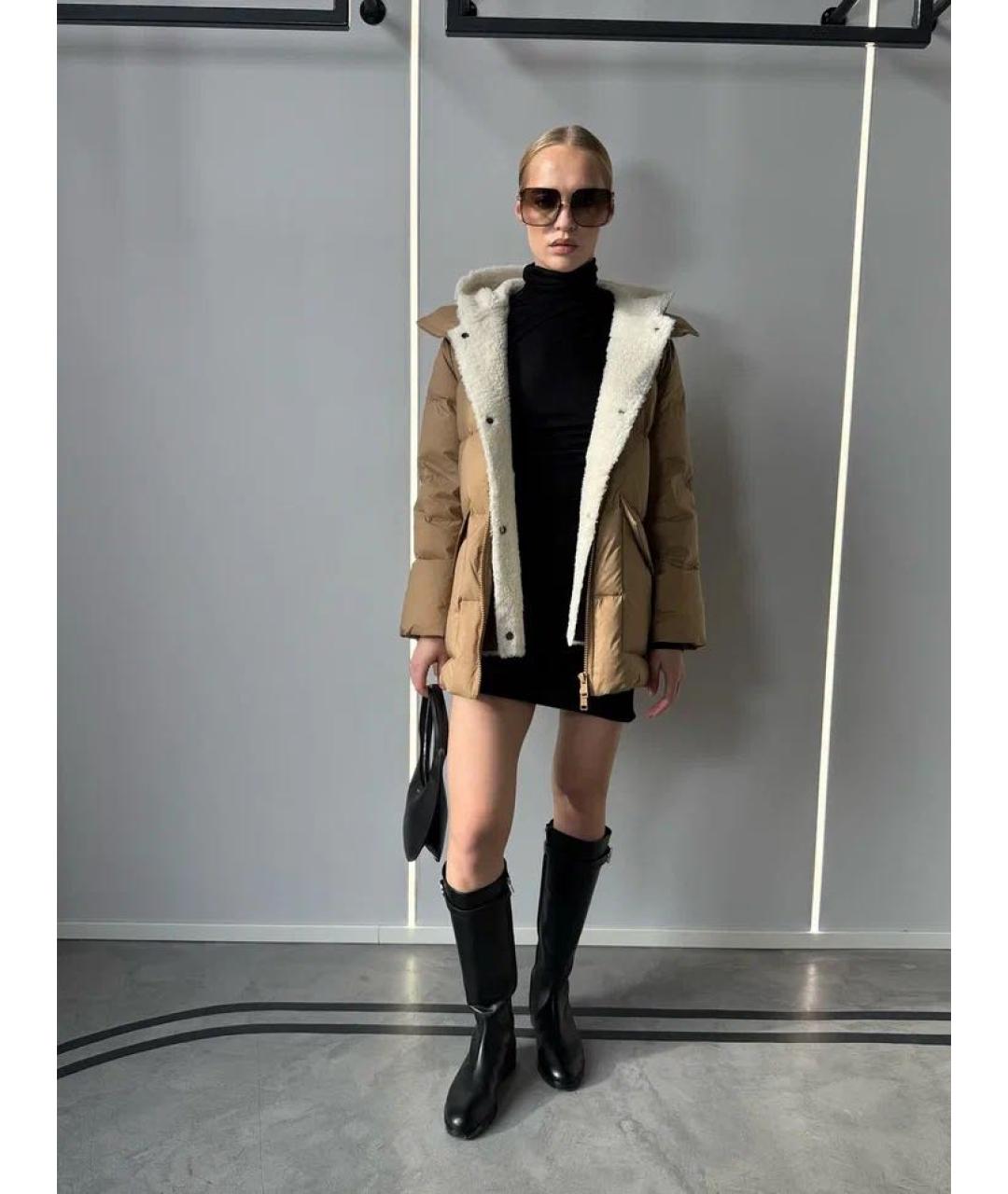 YVES SALOMON Бежевый полиамидовый пуховик, фото 2