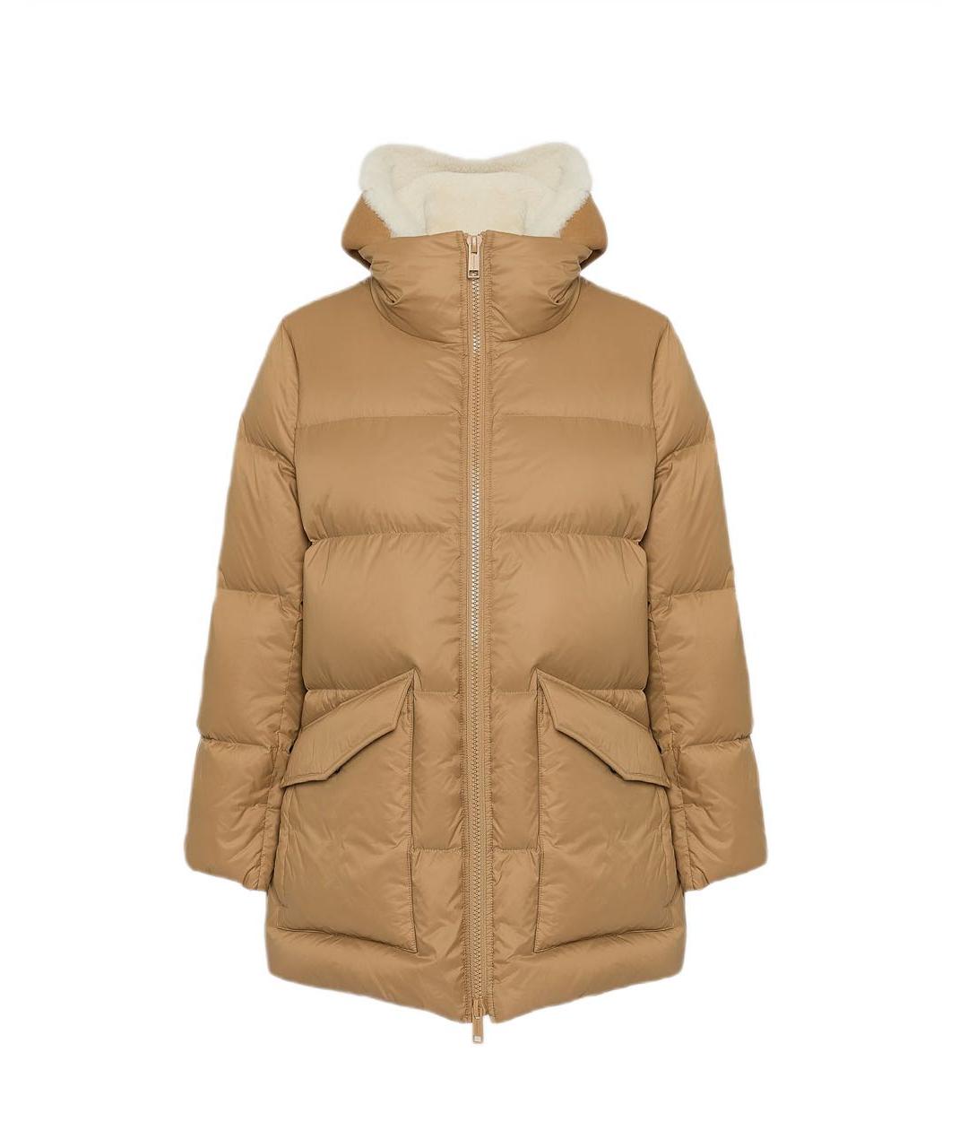 YVES SALOMON Бежевый полиамидовый пуховик, фото 1