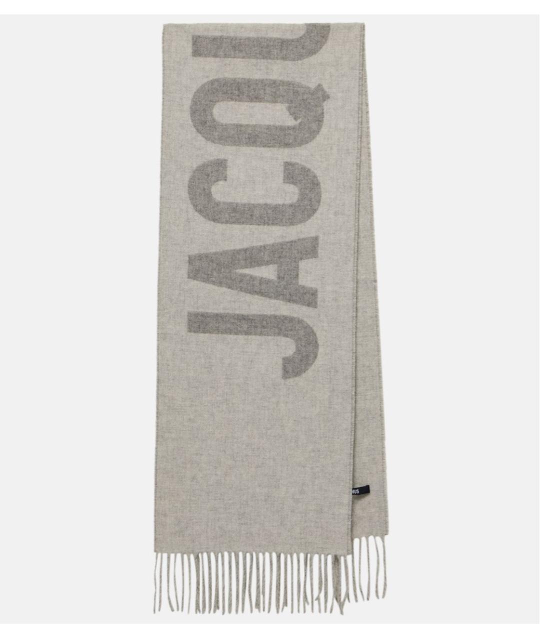 JACQUEMUS Серый шерстяной шарф, фото 4