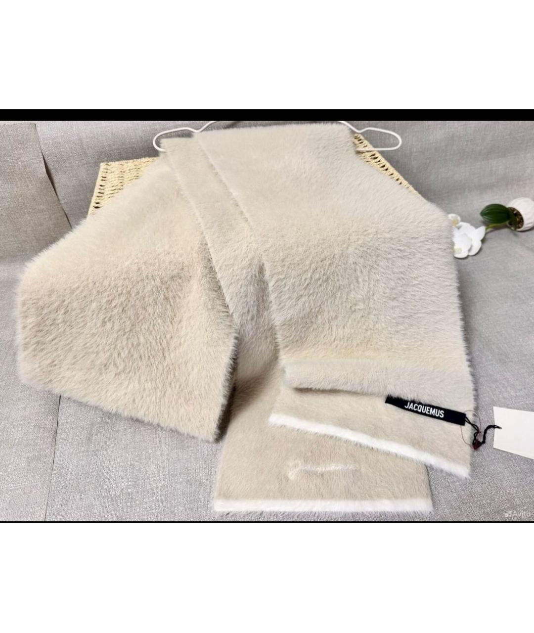 JACQUEMUS Бежевый шарф, фото 3