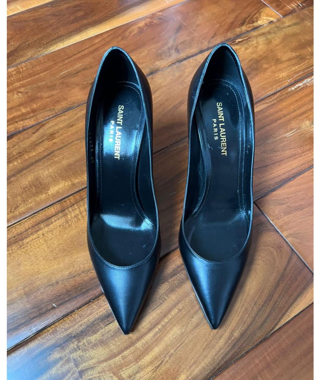 SAINT LAURENT Черные кожаные туфли, фото 2