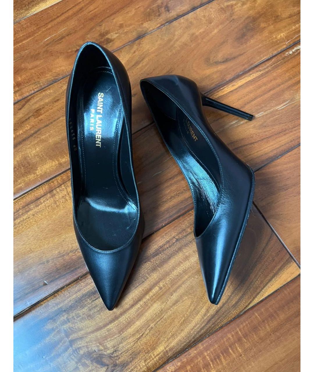 SAINT LAURENT Черные кожаные туфли, фото 3