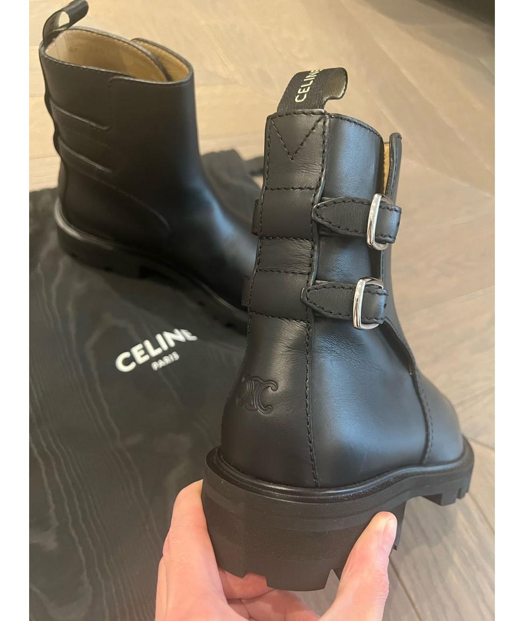 CELINE Черные кожаные полусапоги, фото 4