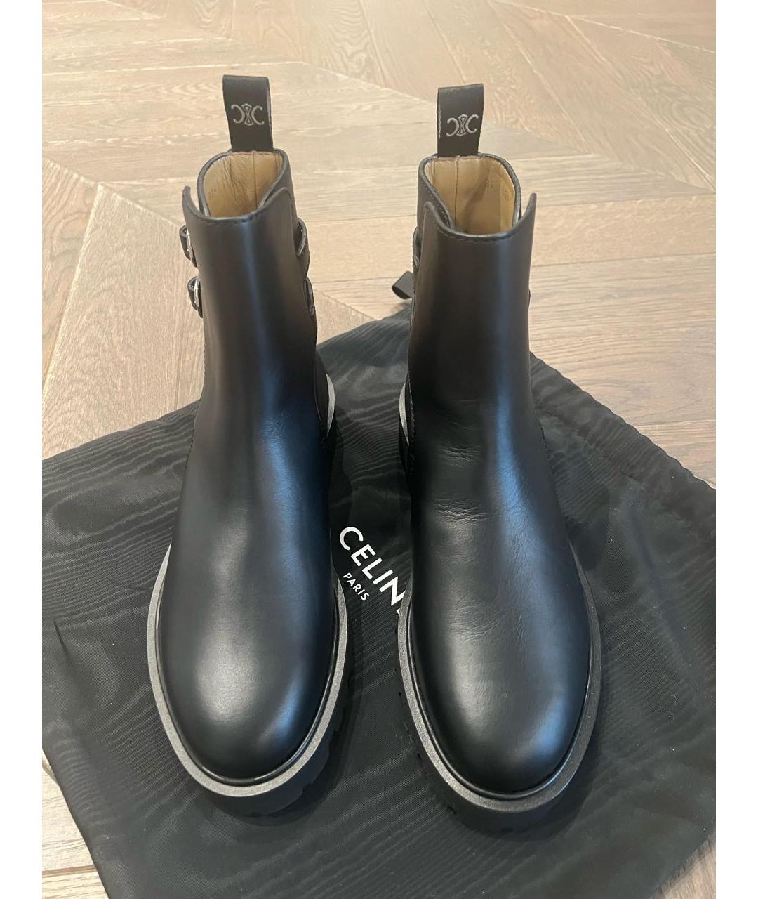 CELINE Черные кожаные полусапоги, фото 5