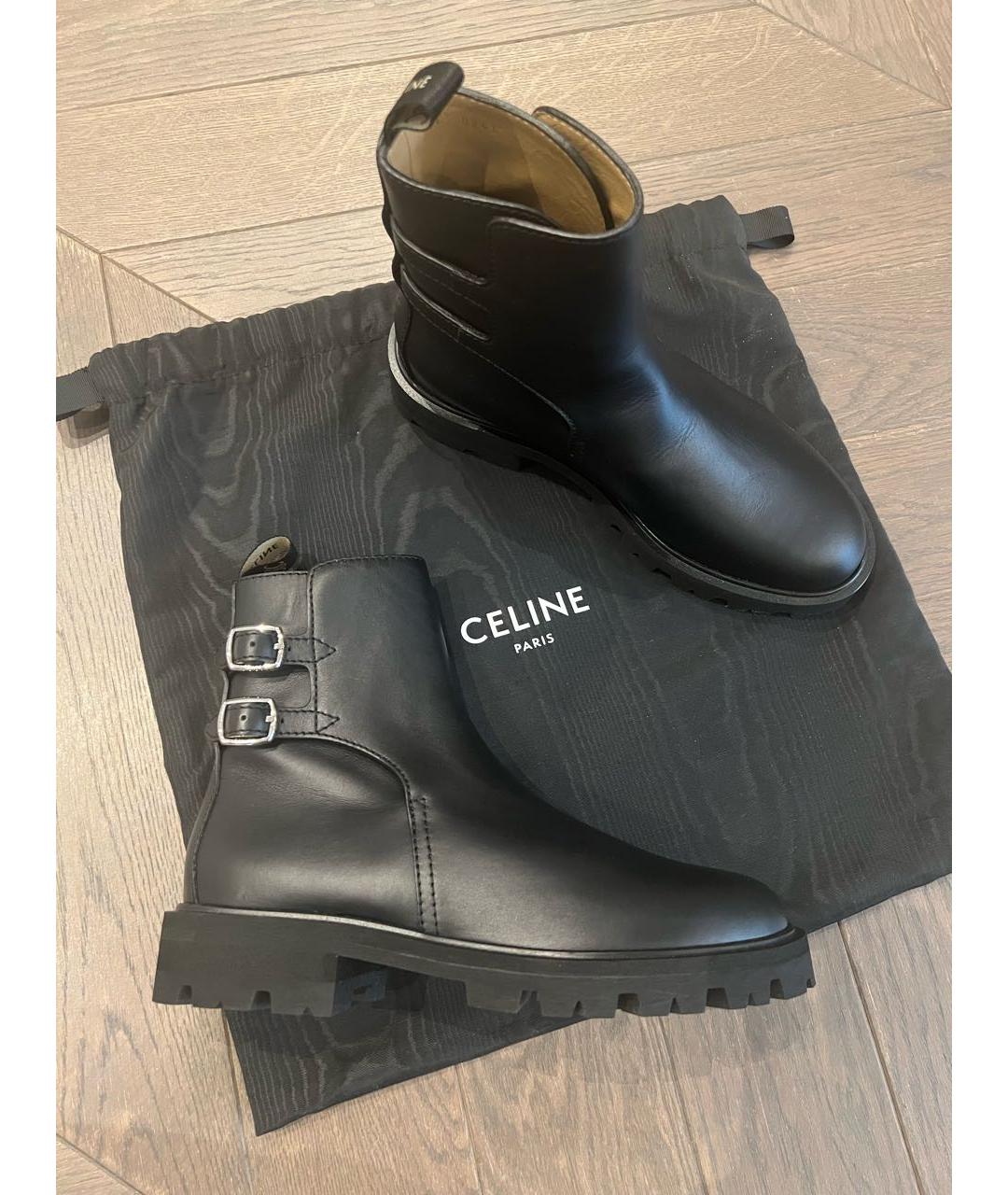 CELINE Черные кожаные полусапоги, фото 7