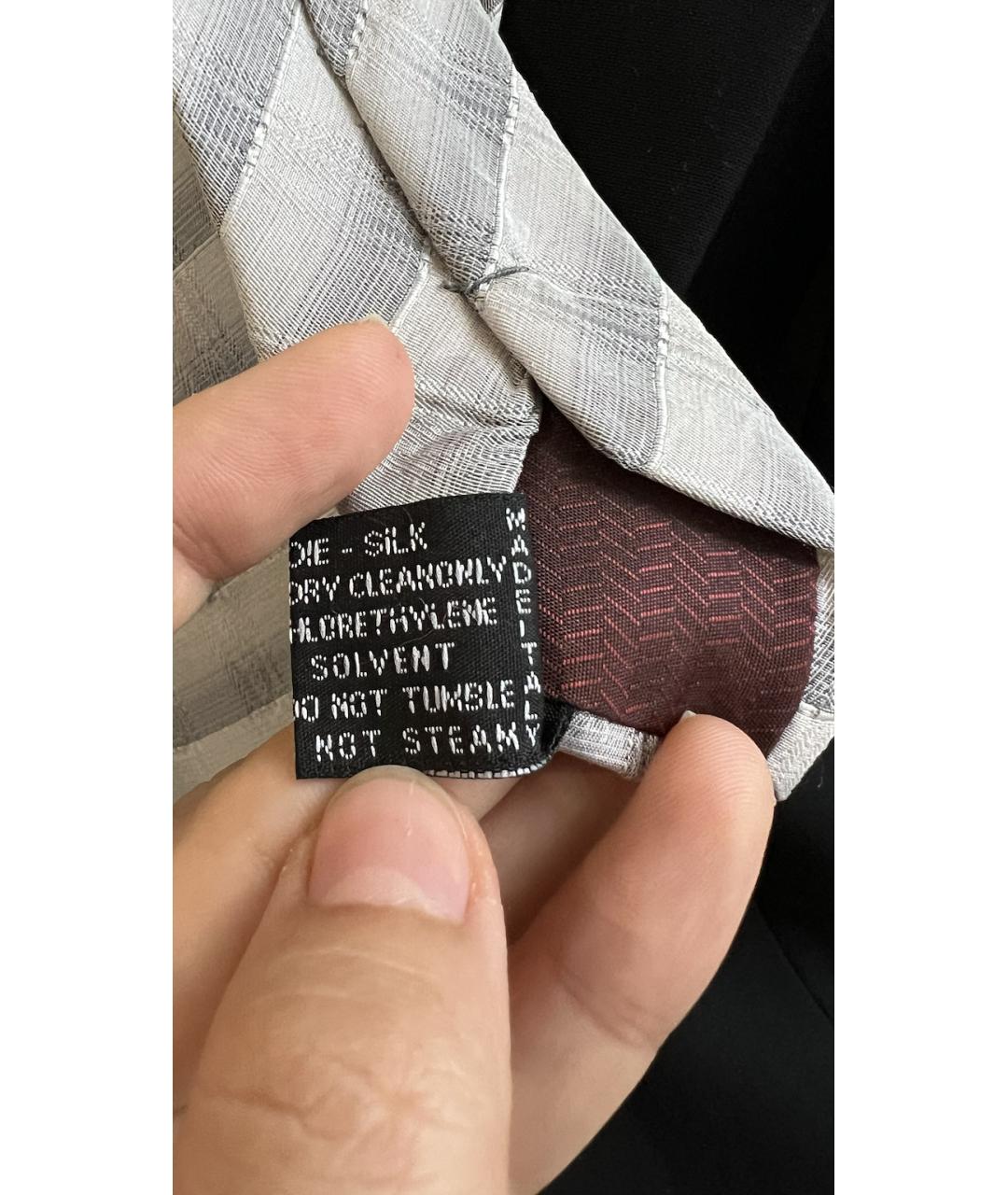 HERMES Серый шелковый галстук, фото 4