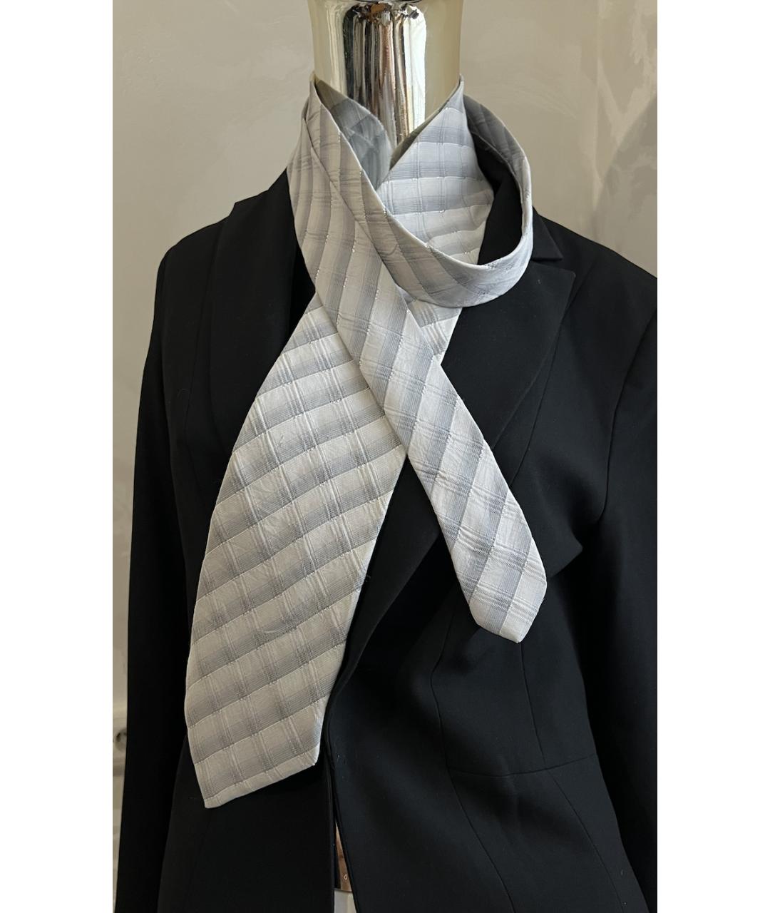 HERMES Серый шелковый галстук, фото 5