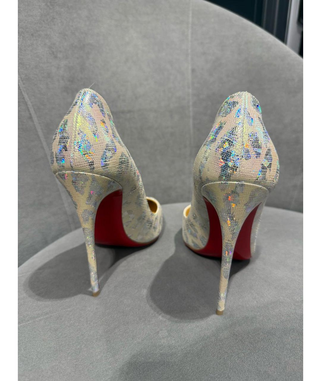 CHRISTIAN LOUBOUTIN Серебряные кожаные туфли, фото 4