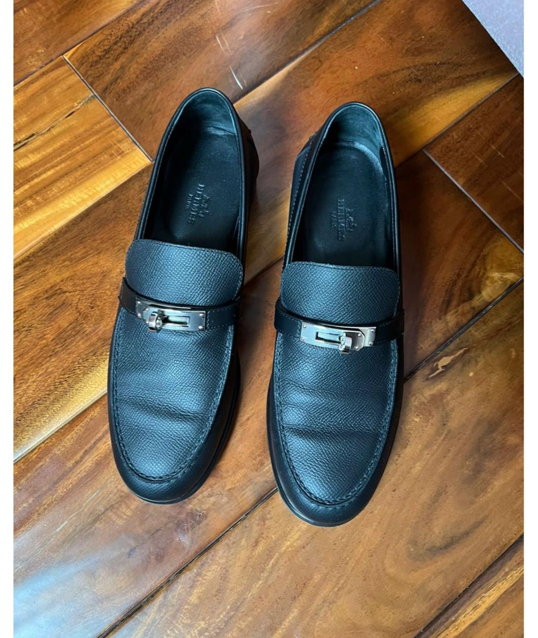 HERMES Черные кожаные лоферы, фото 2