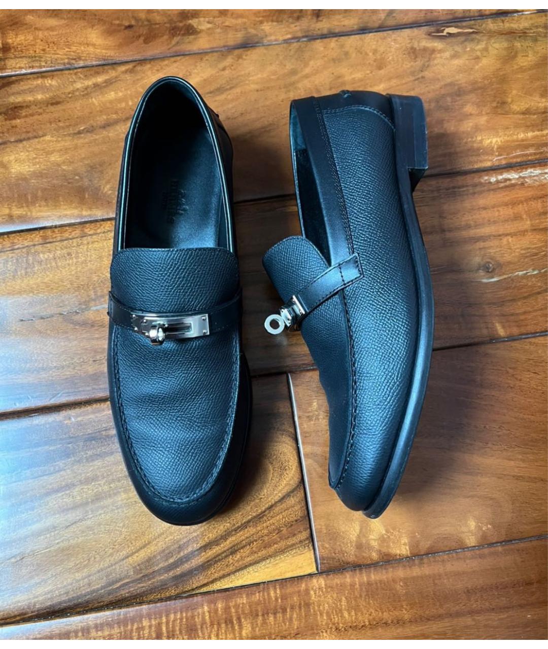 HERMES Черные кожаные лоферы, фото 3