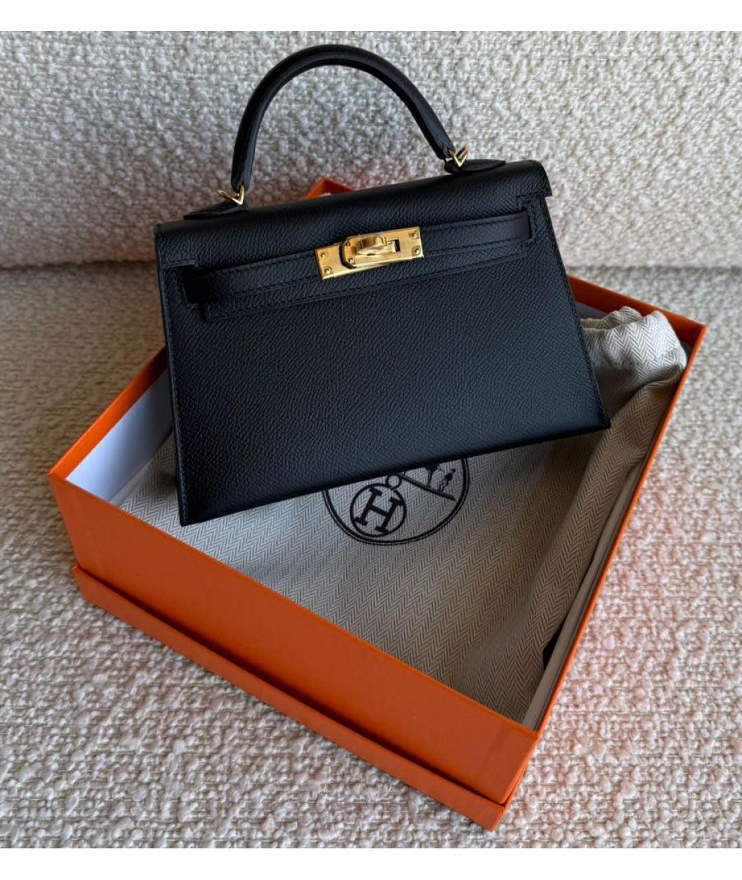 HERMES Черная кожаная сумка через плечо, фото 3