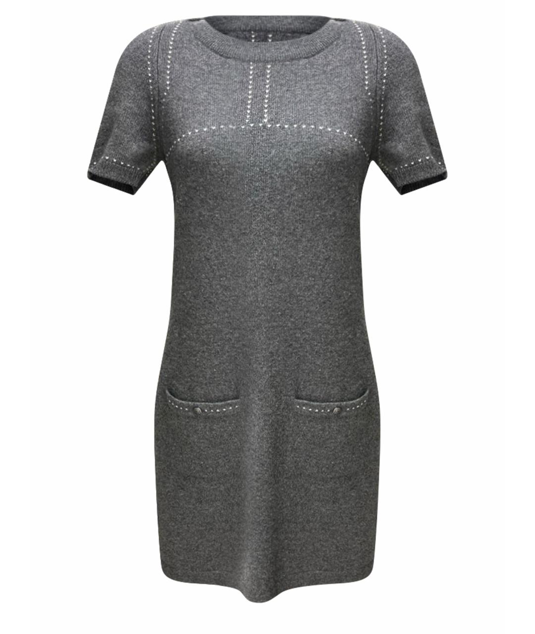 CHANEL Серое кашемировое повседневное платье, фото 1