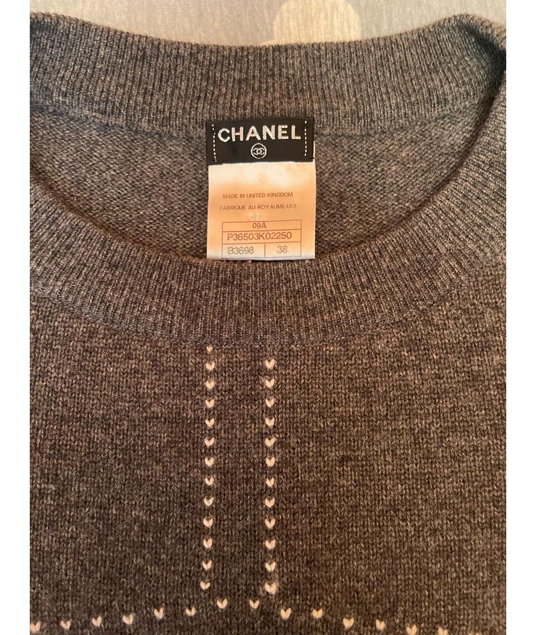 CHANEL Серое кашемировое повседневное платье, фото 3