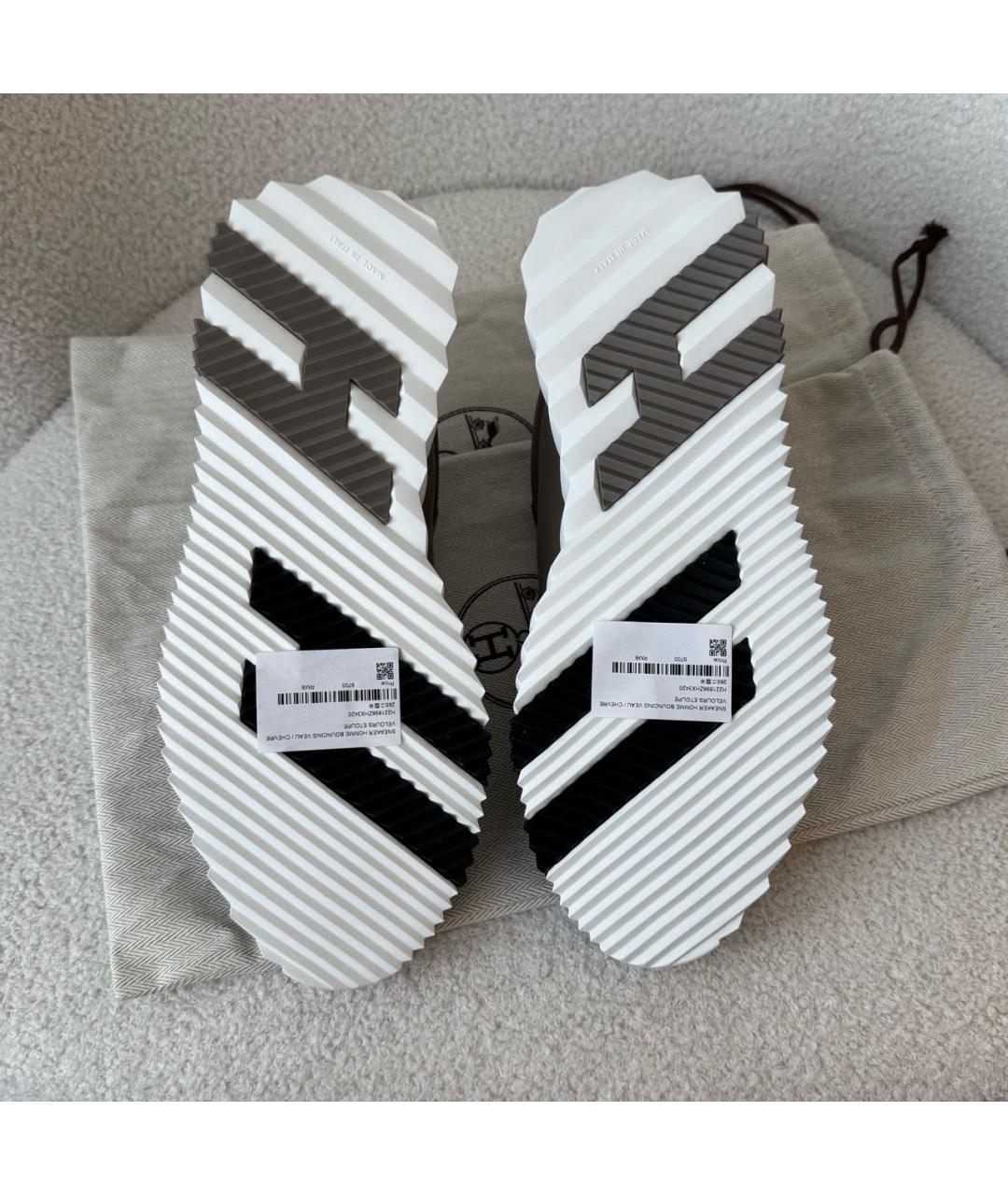 HERMES Коричневые кожаные низкие кроссовки / кеды, фото 5