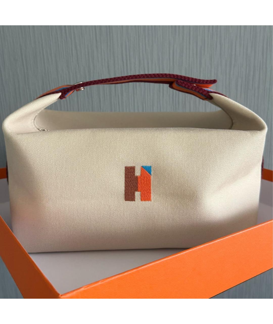 HERMES Бежевая хлопковая косметичка, фото 2