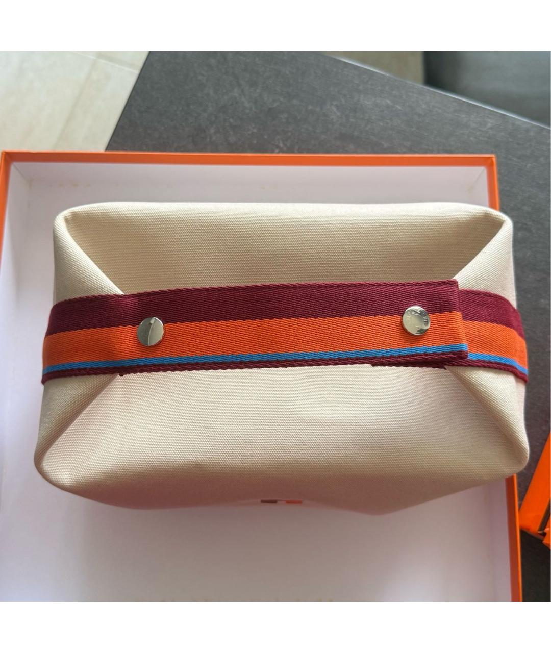 HERMES Бежевая хлопковая косметичка, фото 4