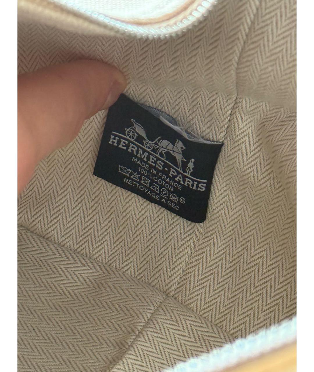 HERMES Бежевая хлопковая косметичка, фото 5