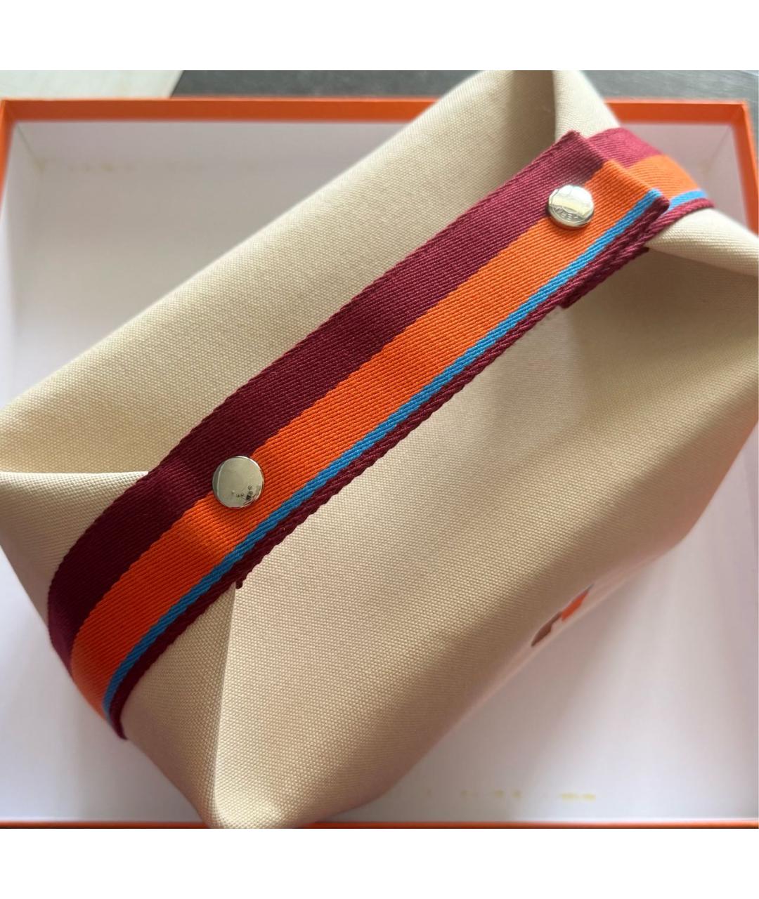 HERMES Бежевая хлопковая косметичка, фото 3