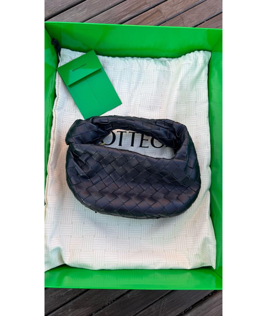 BOTTEGA VENETA Темно-синяя кожаная сумка с короткими ручками, фото 2