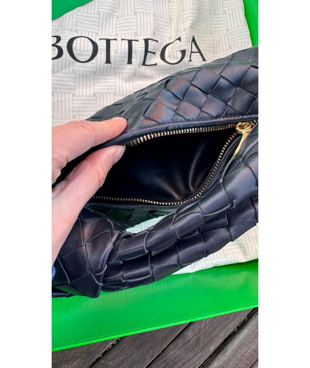 BOTTEGA VENETA Темно-синяя кожаная сумка с короткими ручками, фото 4