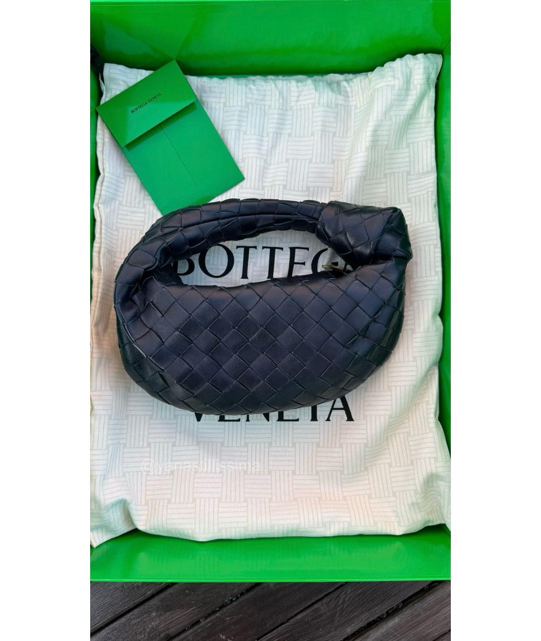 BOTTEGA VENETA Темно-синяя кожаная сумка с короткими ручками, фото 8