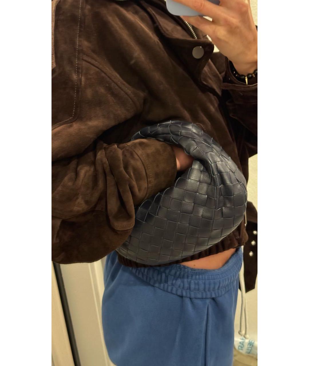 BOTTEGA VENETA Темно-синяя кожаная сумка с короткими ручками, фото 5