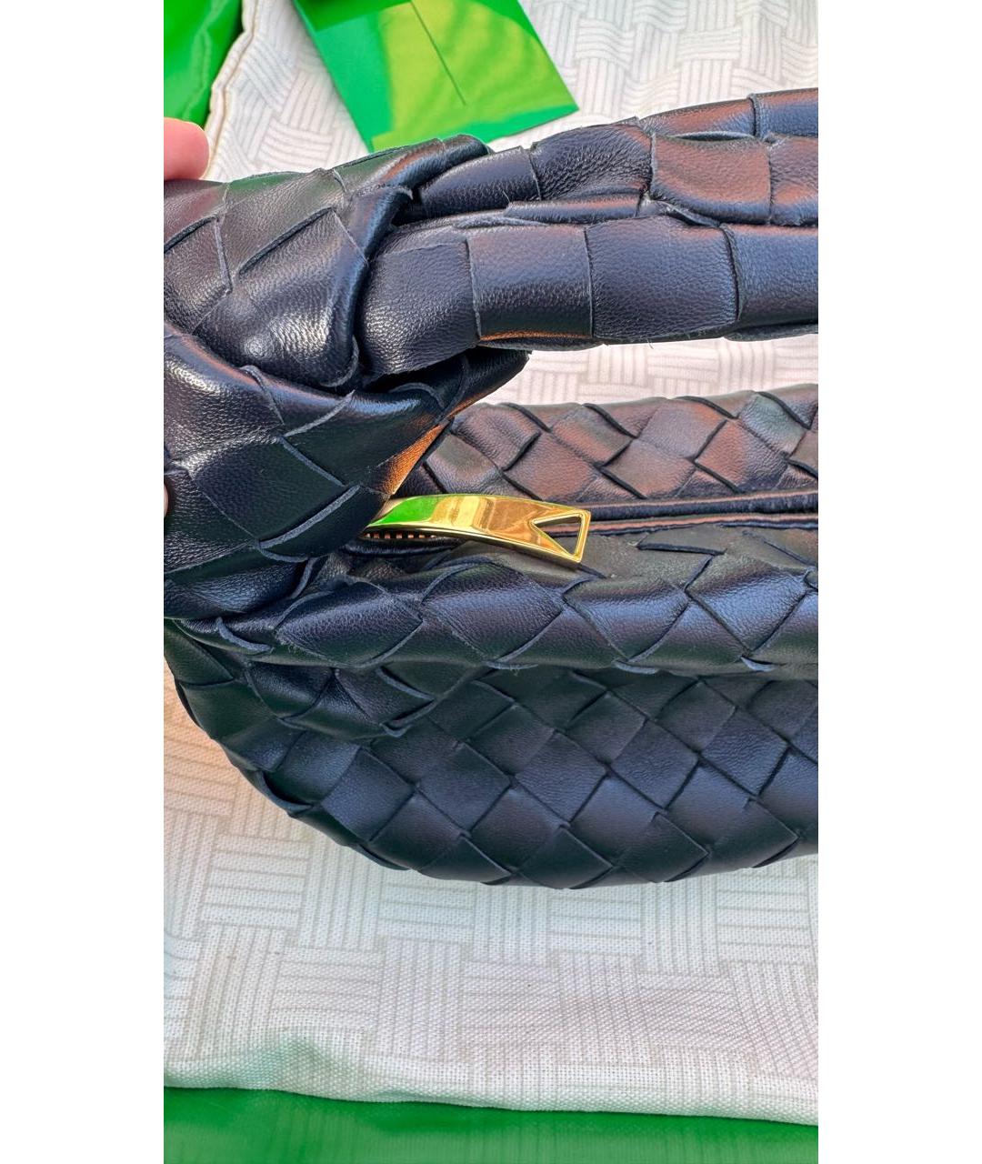 BOTTEGA VENETA Темно-синяя кожаная сумка с короткими ручками, фото 7
