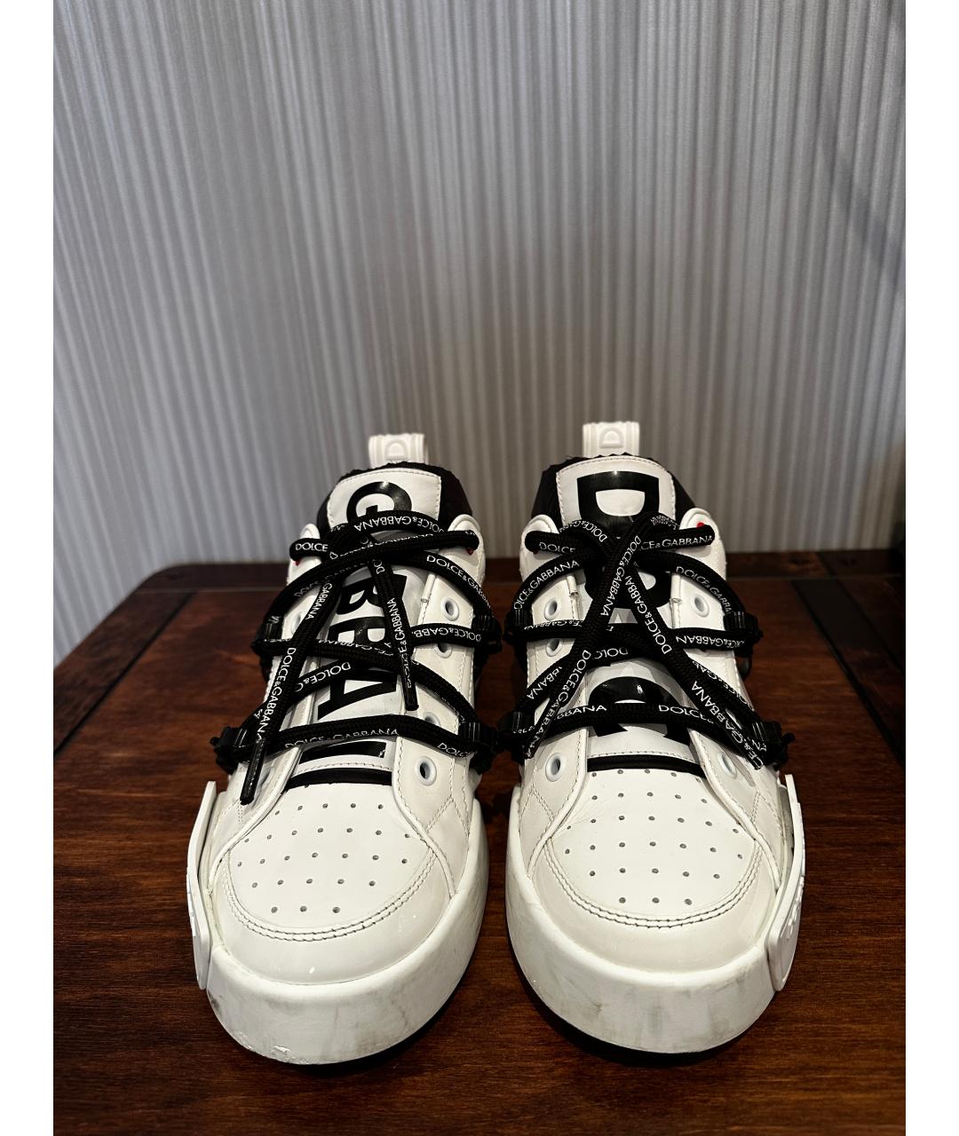 DOLCE&GABBANA Белые кожаные низкие кроссовки / кеды, фото 3