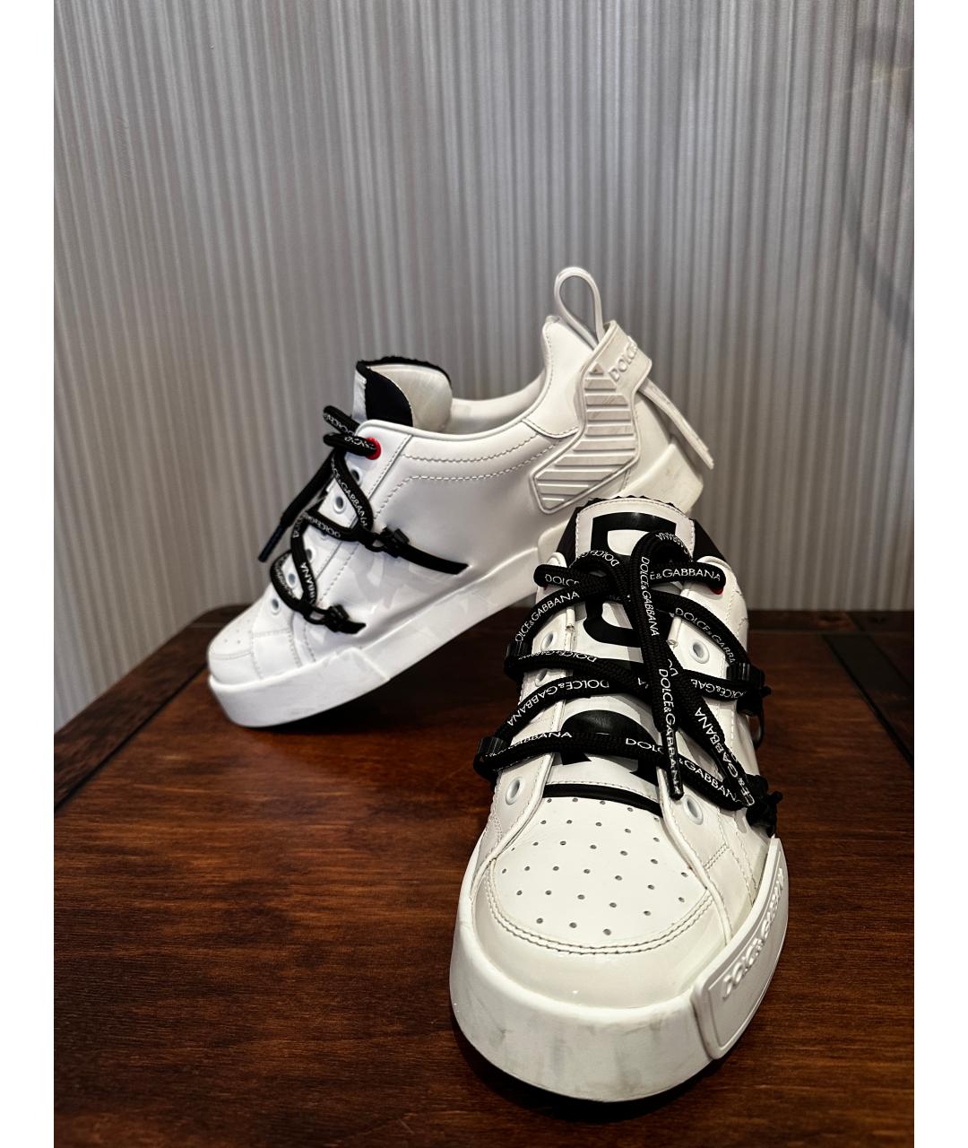 DOLCE&GABBANA Белые кожаные низкие кроссовки / кеды, фото 10