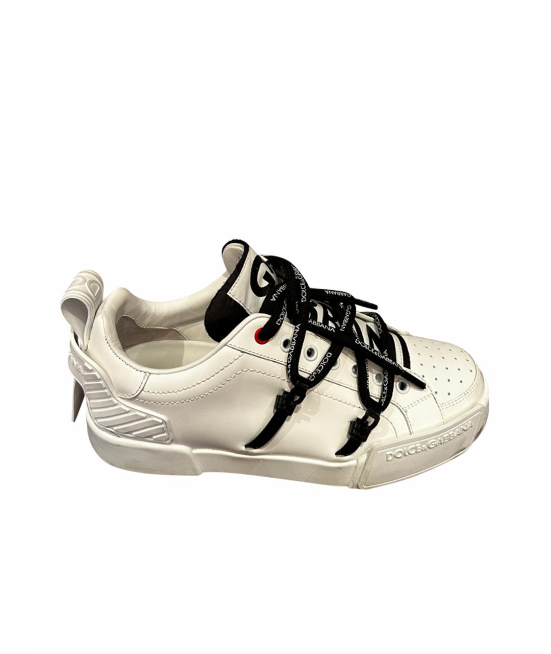 DOLCE&GABBANA Белые кожаные низкие кроссовки / кеды, фото 1
