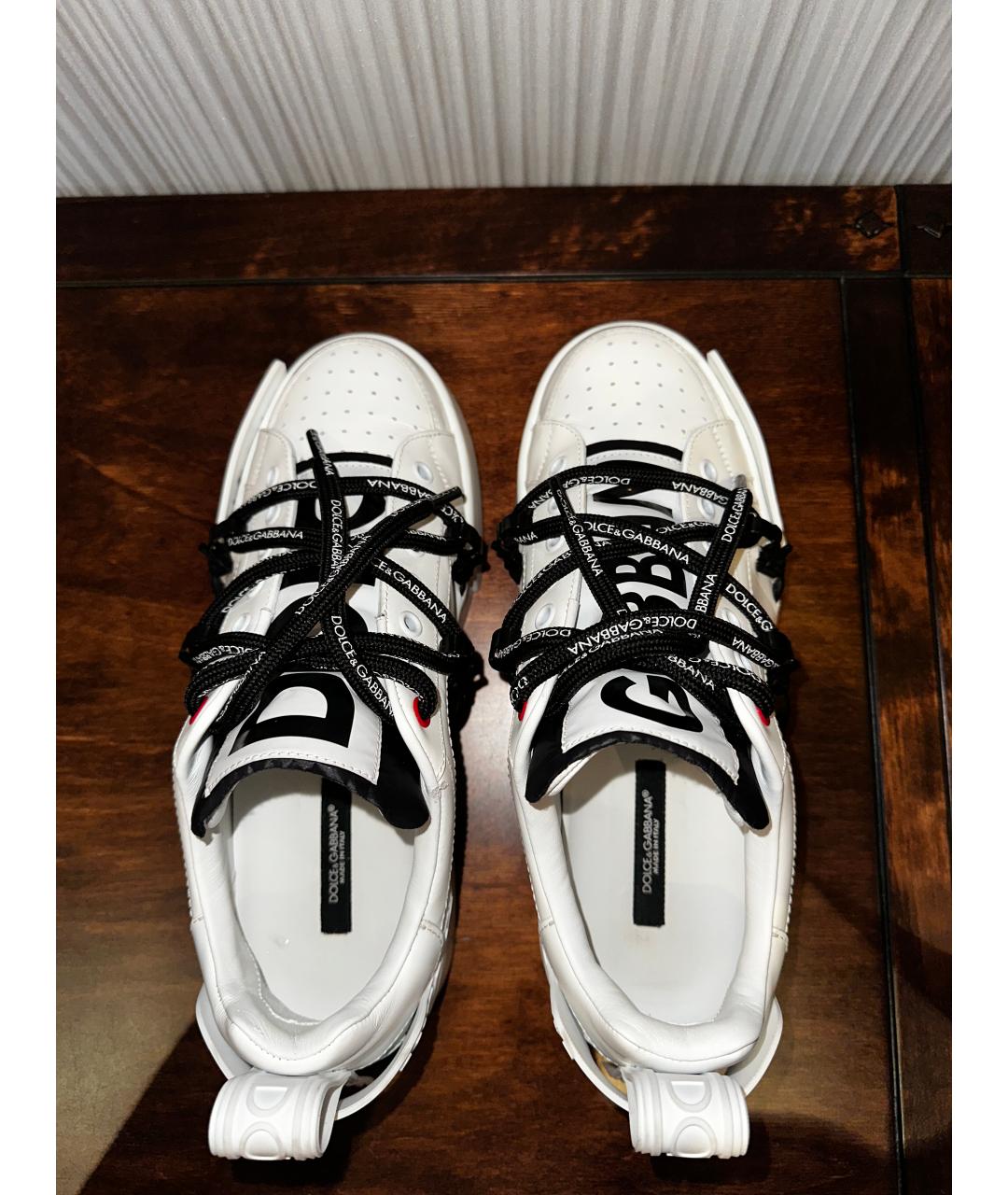 DOLCE&GABBANA Белые кожаные низкие кроссовки / кеды, фото 4