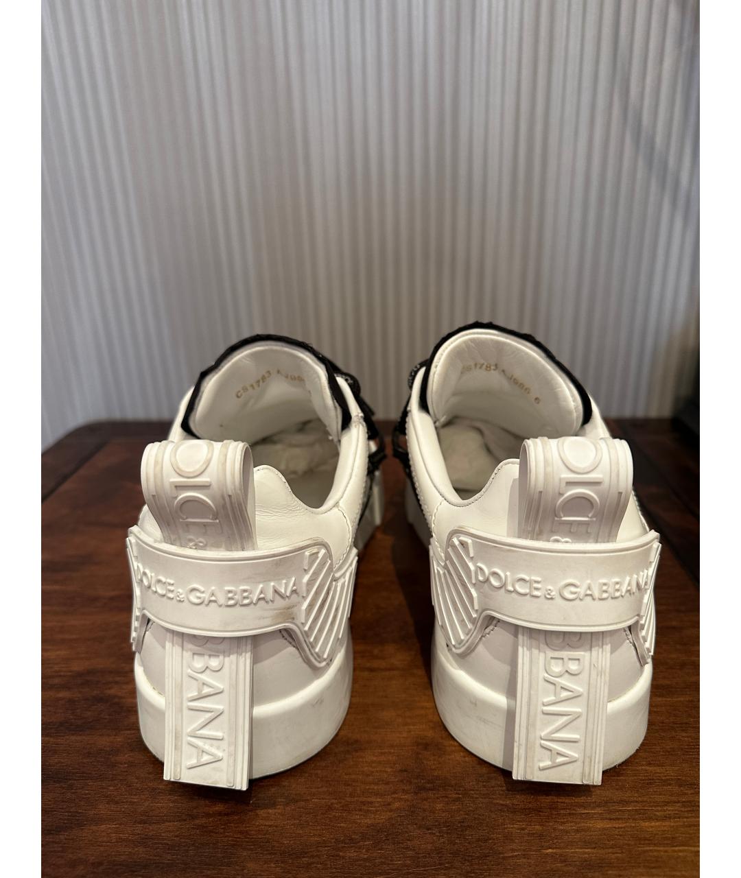 DOLCE&GABBANA Белые кожаные низкие кроссовки / кеды, фото 5