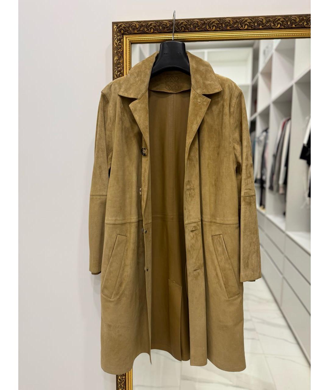LOEWE Коричневое кожаное пальто, фото 8
