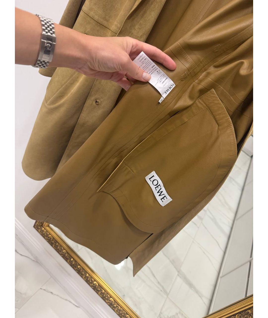 LOEWE Коричневое кожаное пальто, фото 4