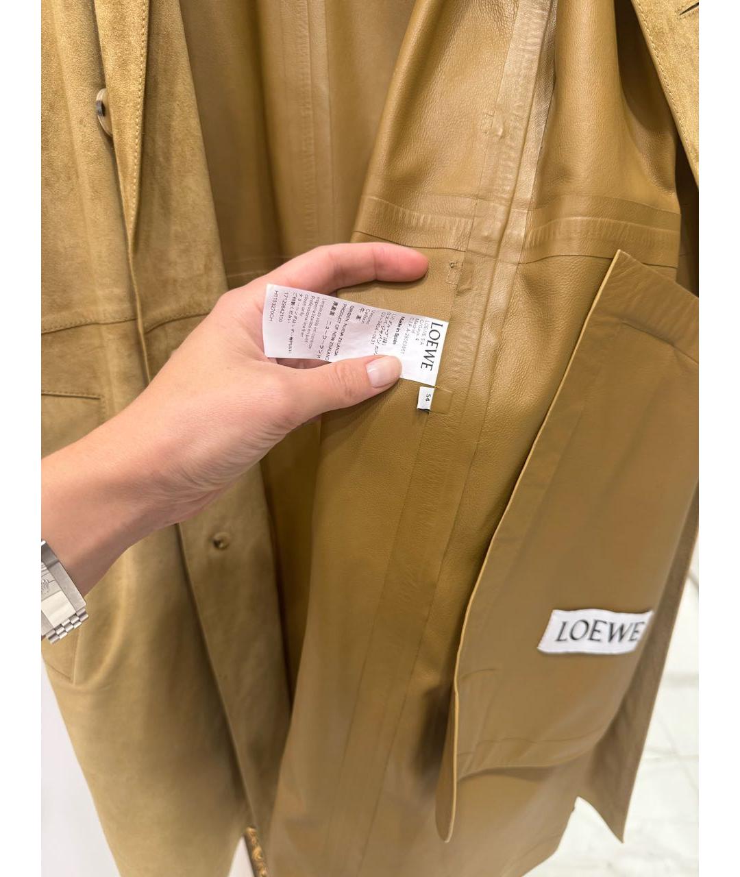LOEWE Коричневое кожаное пальто, фото 3