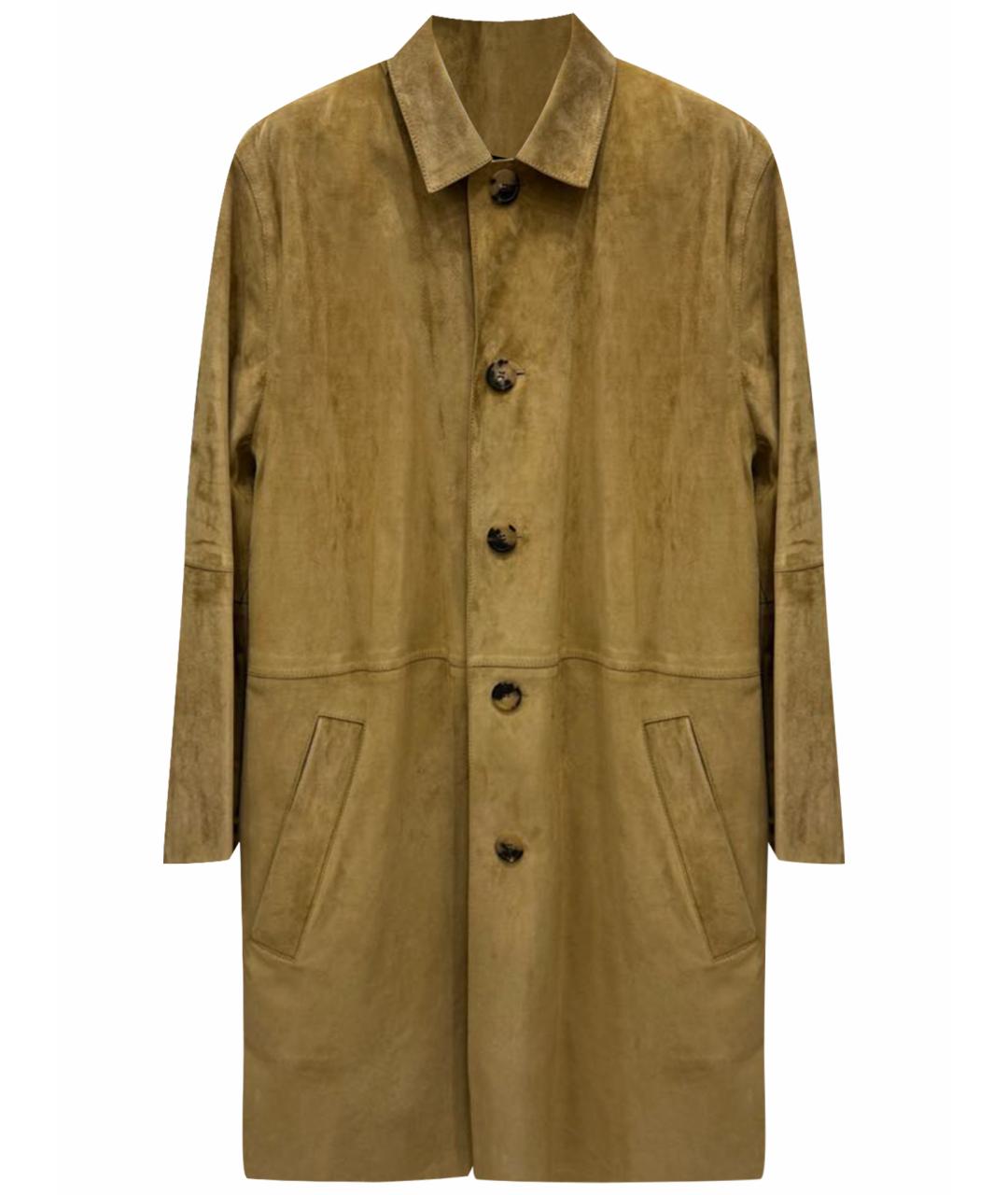 LOEWE Коричневое кожаное пальто, фото 1