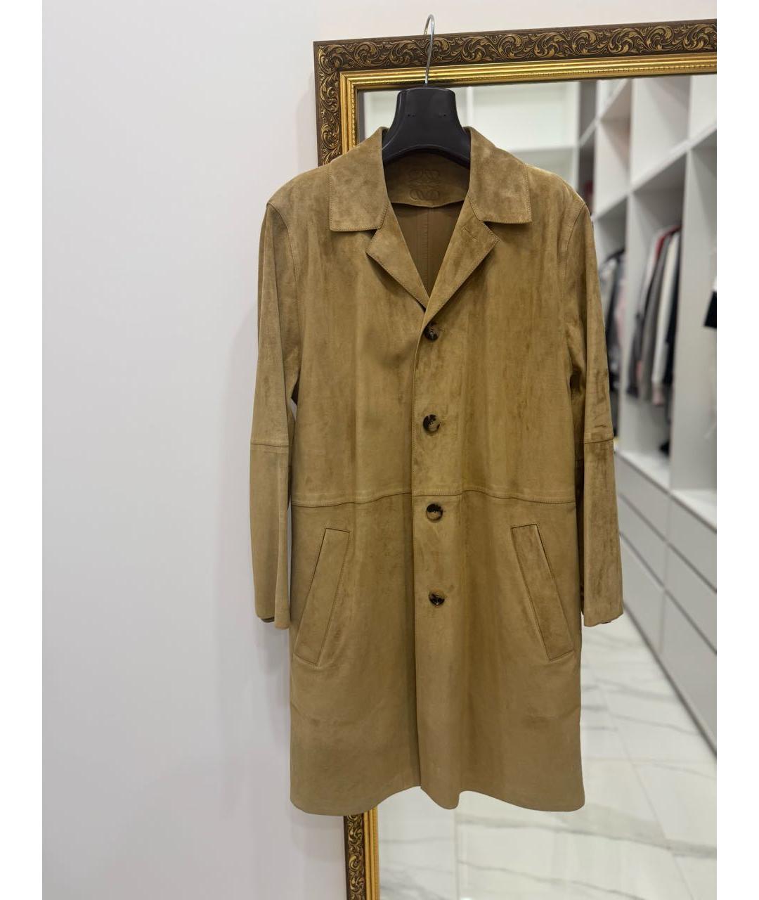 LOEWE Коричневое кожаное пальто, фото 2