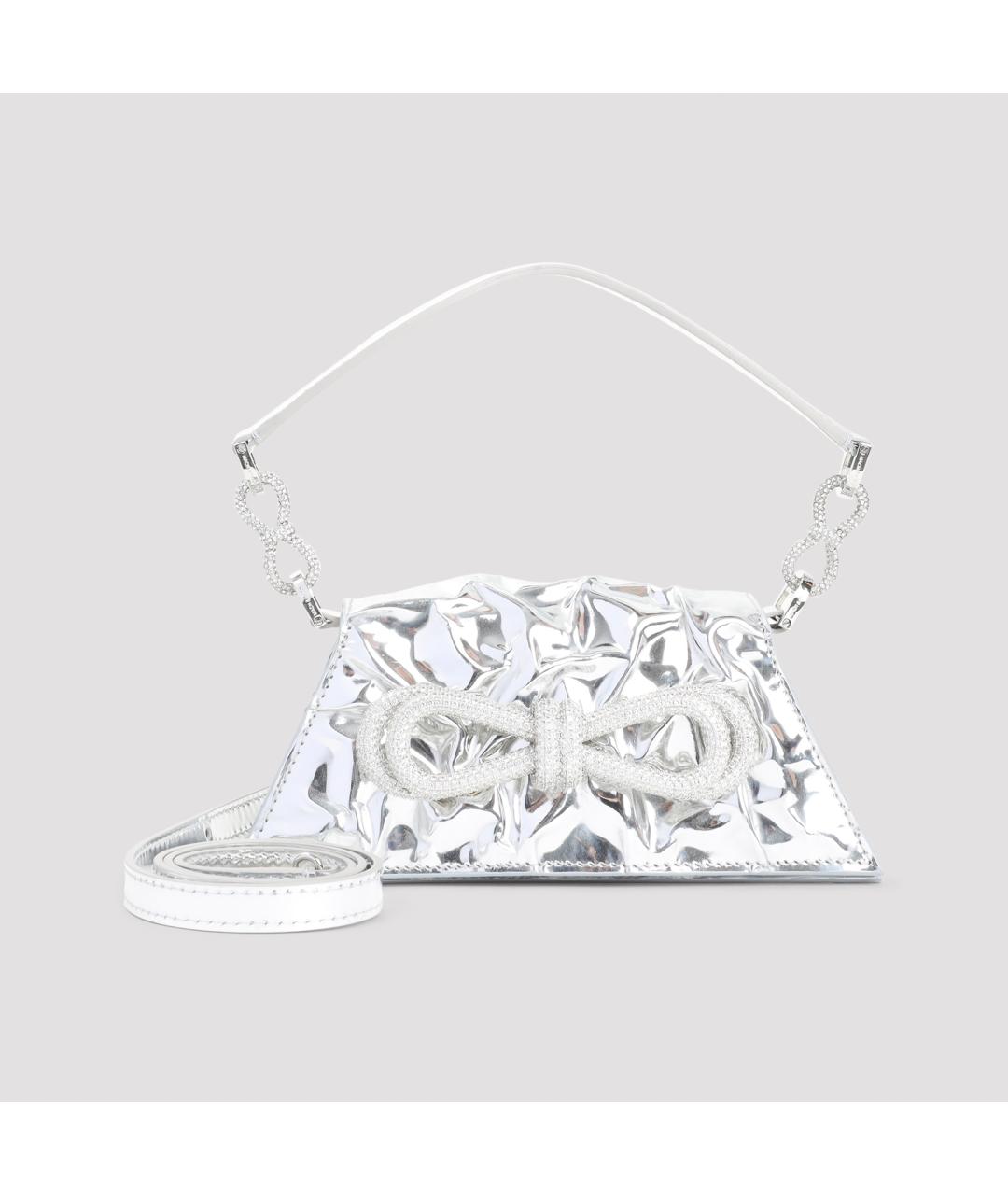 MACH&MACH Серебряная кожаная сумка с короткими ручками, фото 2