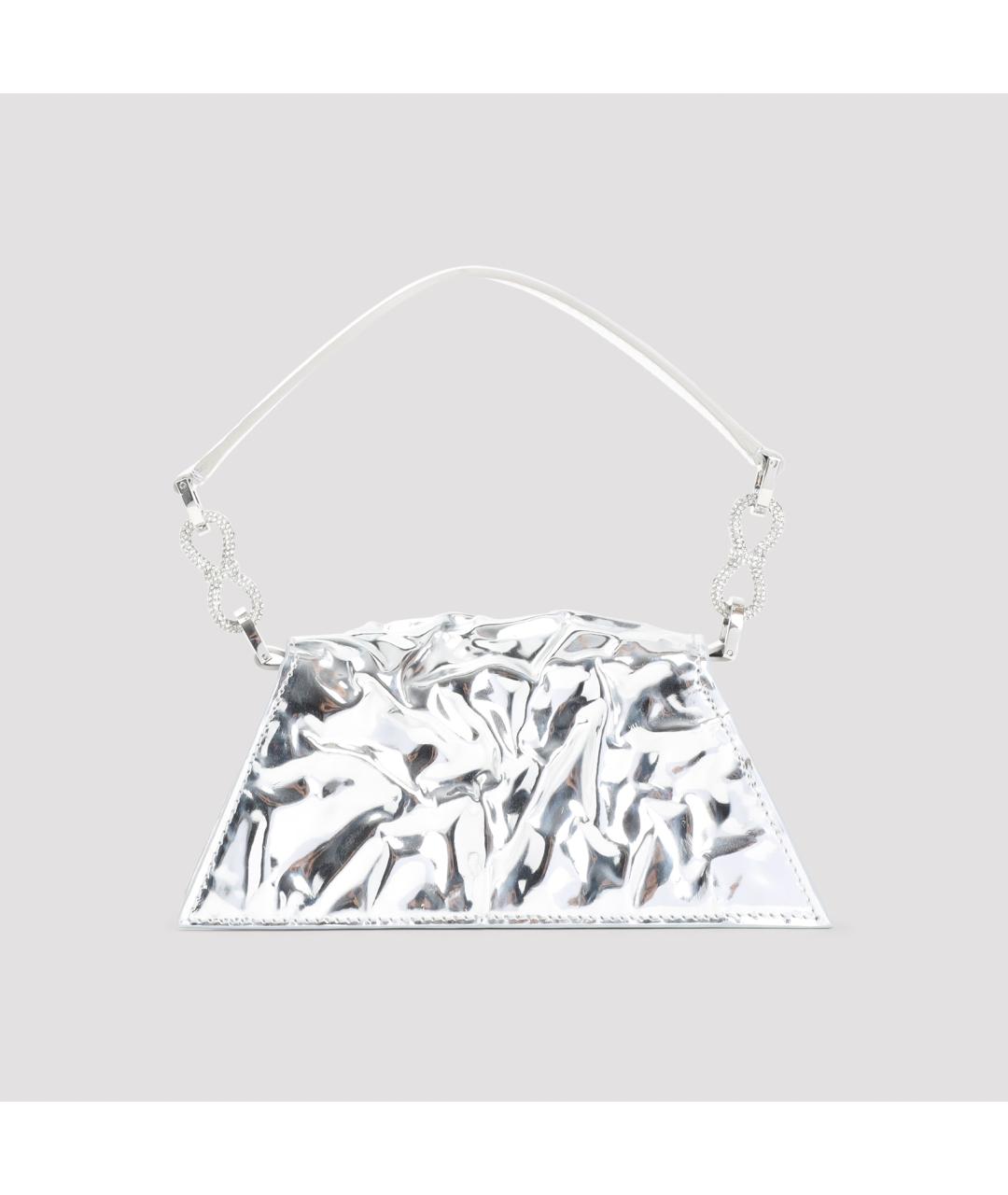 MACH&MACH Серебряная кожаная сумка с короткими ручками, фото 3
