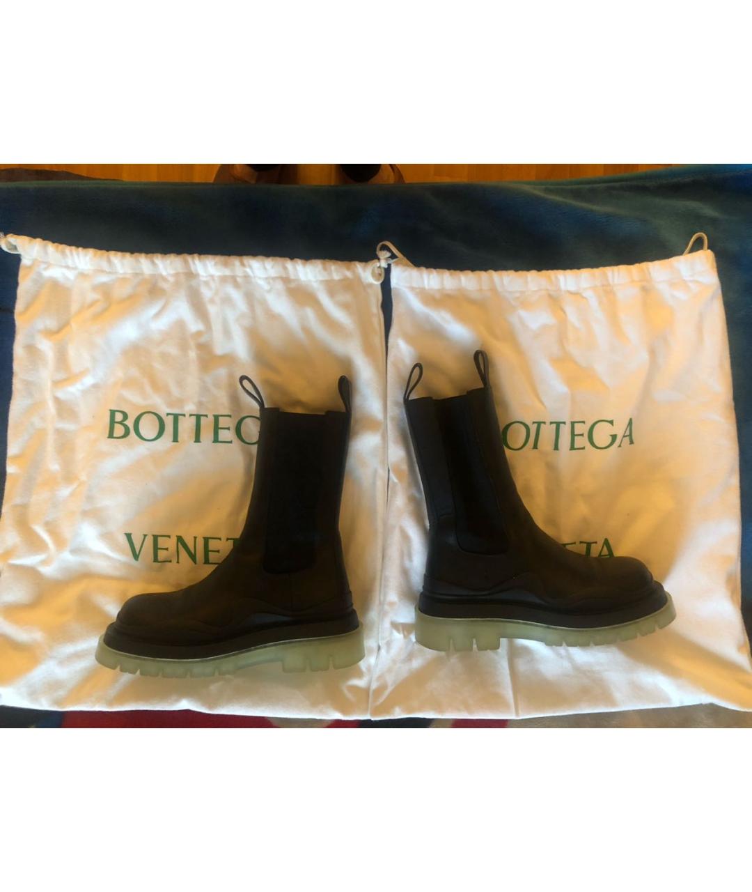 BOTTEGA VENETA Черные кожаные полусапоги, фото 5