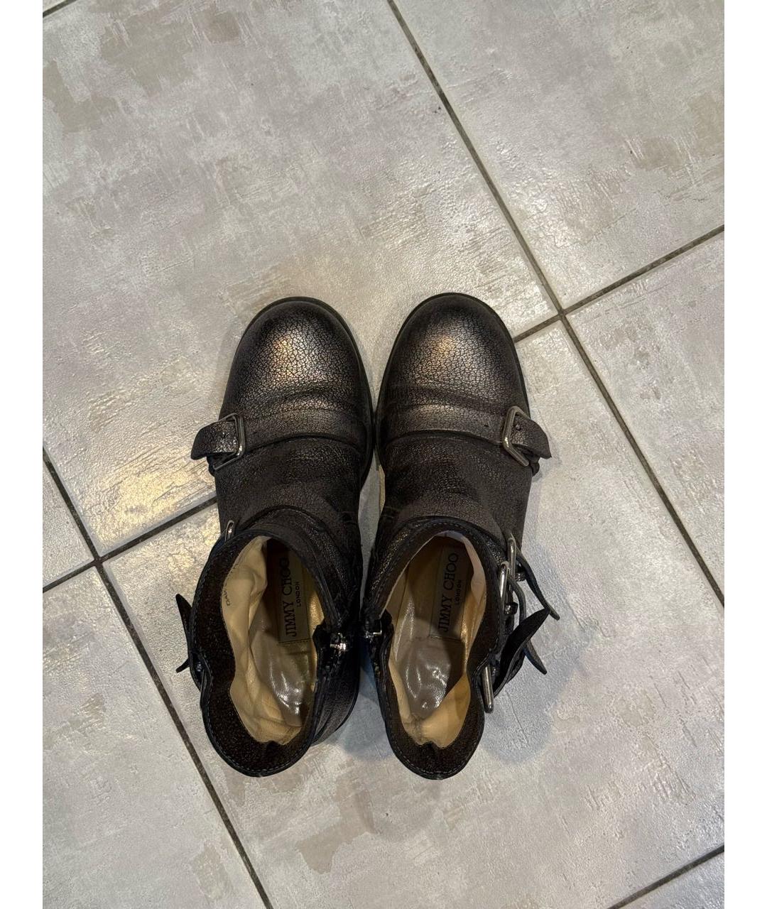 JIMMY CHOO Серебряные кожаные полусапоги, фото 2