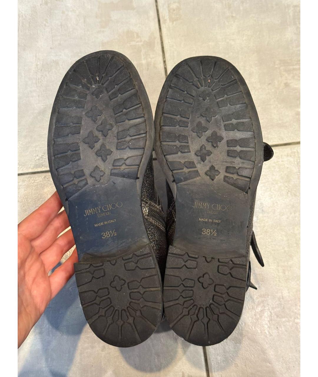 JIMMY CHOO Серебряные кожаные полусапоги, фото 7