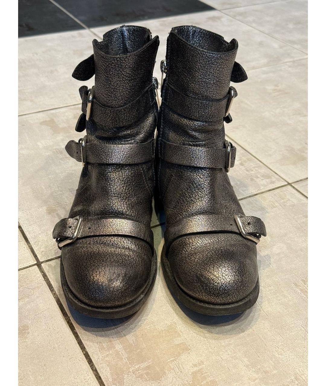 JIMMY CHOO Серебряные кожаные полусапоги, фото 3