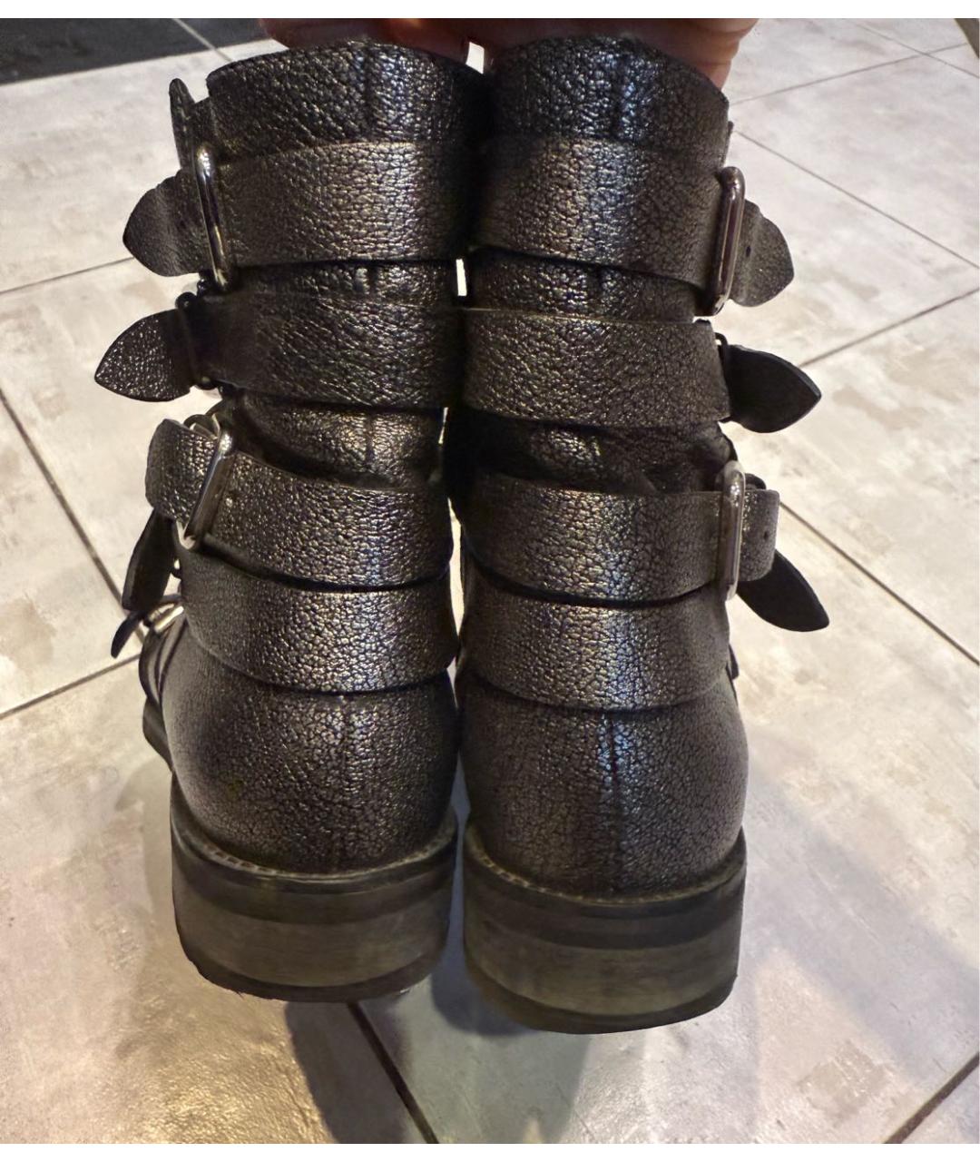 JIMMY CHOO Серебряные кожаные полусапоги, фото 4