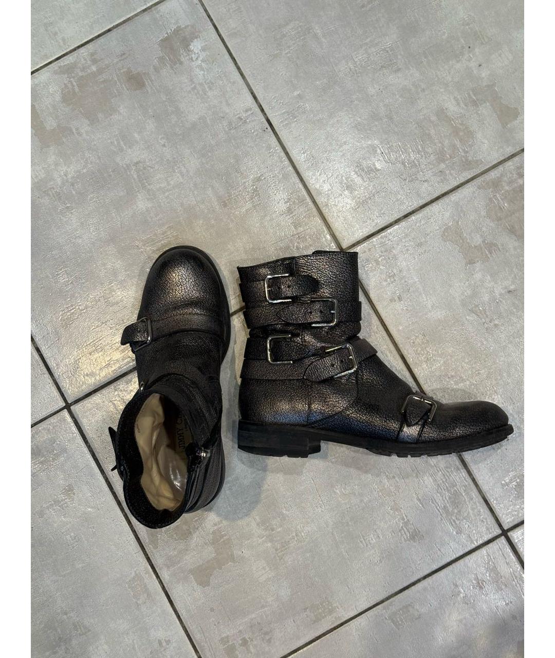 JIMMY CHOO Серебряные кожаные полусапоги, фото 5