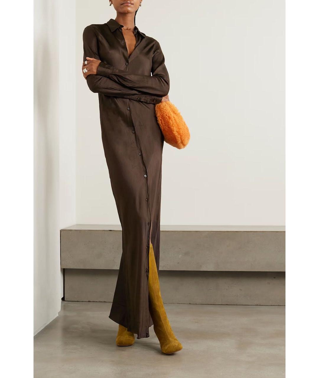 DRIES VAN NOTEN Антрацитовое атласное коктейльное платье, фото 3