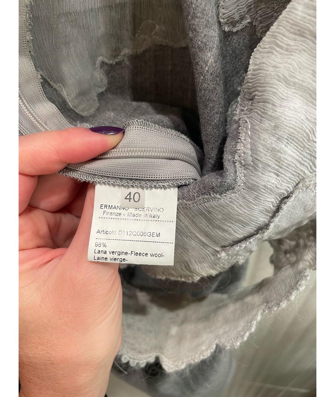 ERMANNO SCERVINO Серый шерстяной сарафан, фото 4