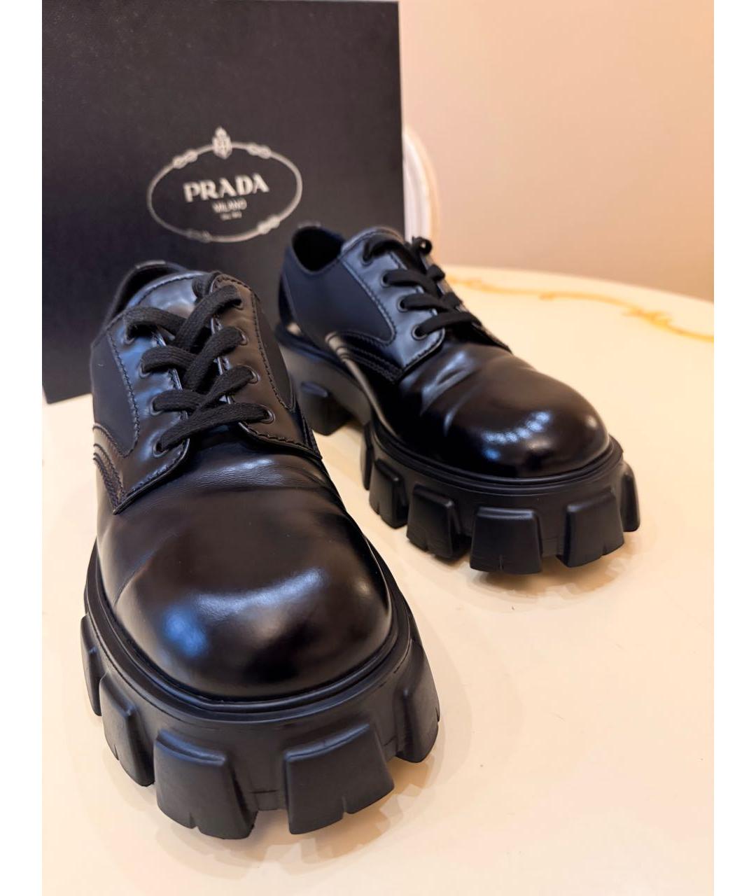 PRADA Черные кожаные низкие ботинки, фото 7