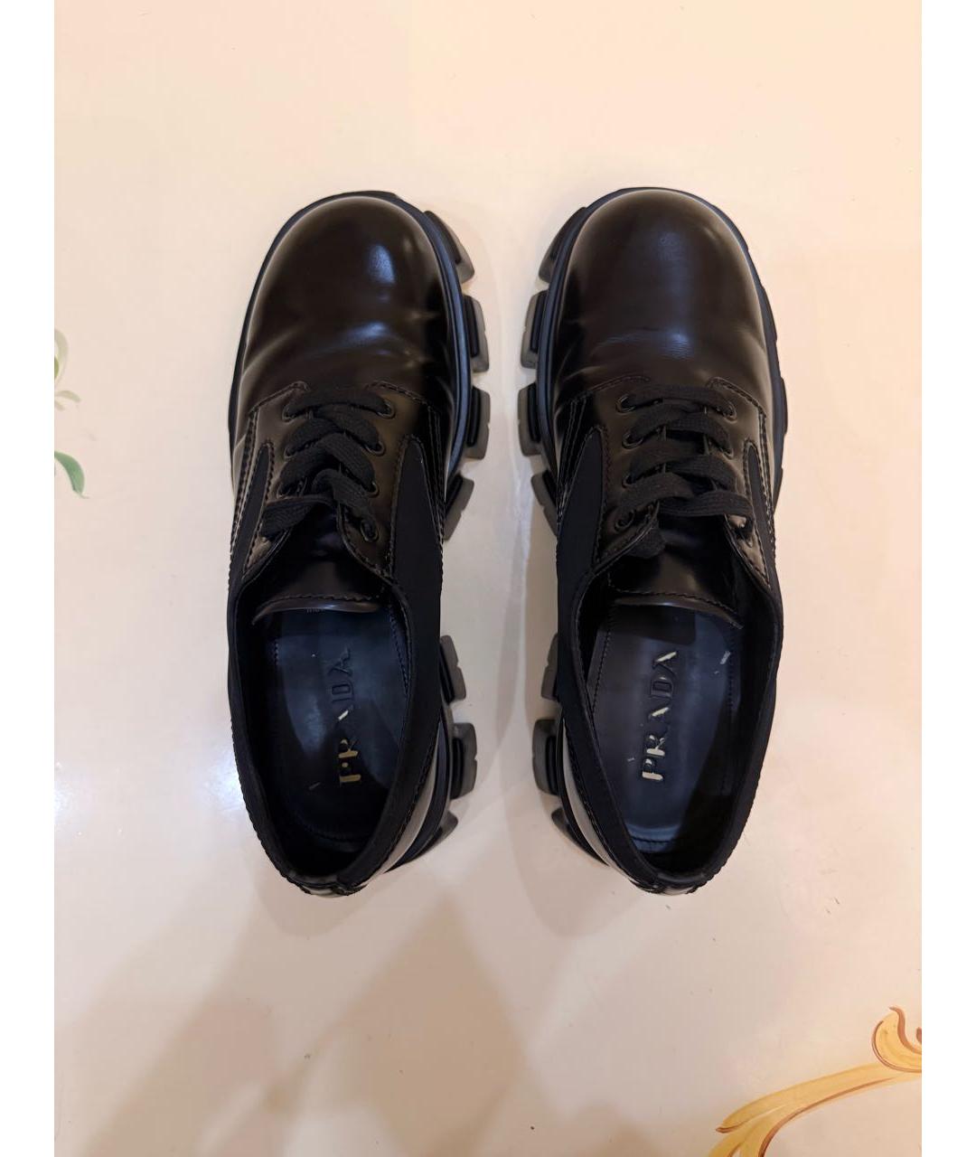 PRADA Черные кожаные низкие ботинки, фото 4